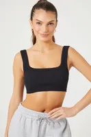 Women's Seamless Ribbed Sports Bra in Black Large