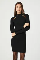 Women's Lace-Up Cutout Mini Sweater Dress