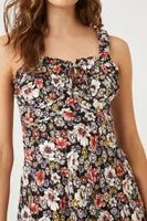 Women's Floral Print Mini Dress in Black Medium