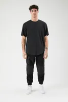 Men Faux Shearling Mixed Media Joggers in Black Medium