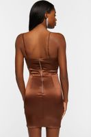 Women's Satin Bustier Mini Dress in Brown Large