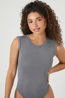 Women's Sleeveless Crew Bodysuit in Charcoal, XS