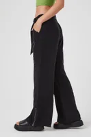 Women's Belted Straight-Leg Utility Pants in Black Small