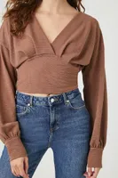 Women's Plunging Surplice Crop Top