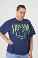 Women's Nirvana Graphic T-Shirt in Blue, 0X