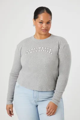 Women's Montana Graphic Thermal T-Shirt in Heather Grey, 3X