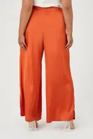 Women's Satin Wide-Leg Pants in Sienna, 0X