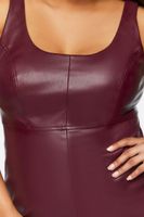 Women's Faux Leather Mini Dress in Merlot, 0X