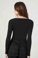 Women's Ribbed Knit Long-Sleeve Bodysuit