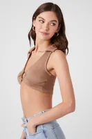 Women's Plunging O-Ring Cropped Tank Top in Brown Medium