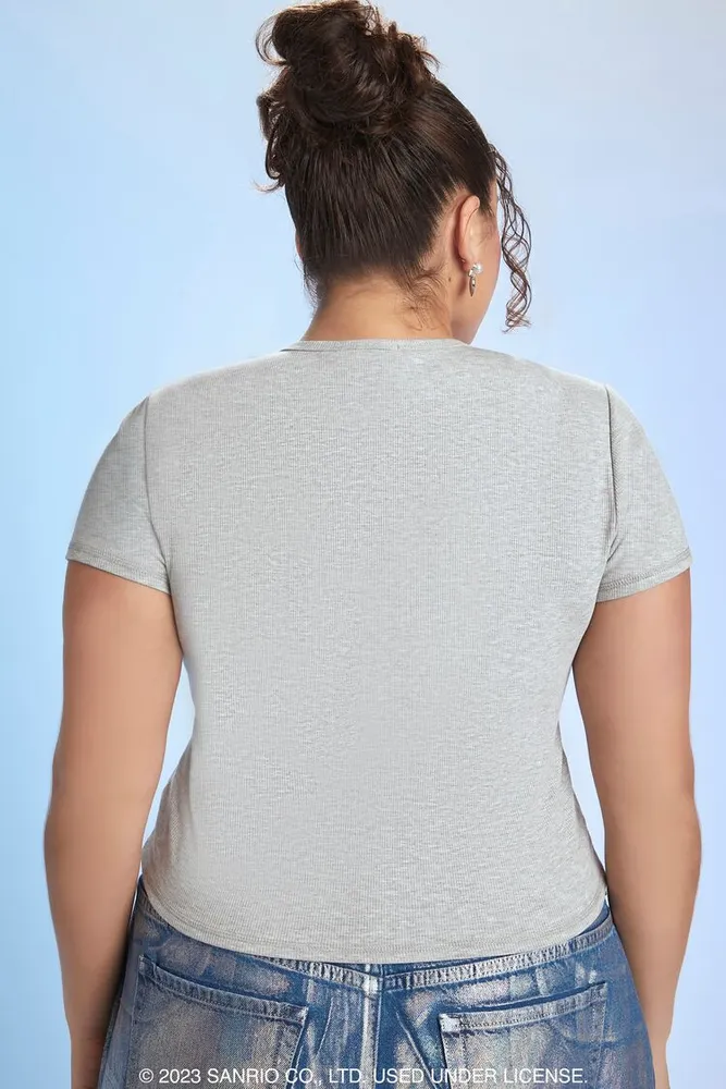 Women's Little Twin Stars Graphic T-Shirt in Heather Grey/Mint, 4X