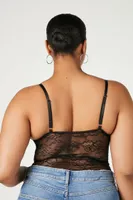 Women's Sheer Lace Cami Bodysuit Black,