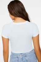 Women's Cropped Ringer T-Shirt in Powder Blue/White Small