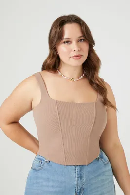 Women's Corset Crop Top in Ash Brown, 0X