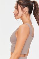 Women's Seamless Ribbed Sports Bra in Taupe Small