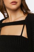 Women's Sweater-Knit Cami & Shrug Set in Black Medium