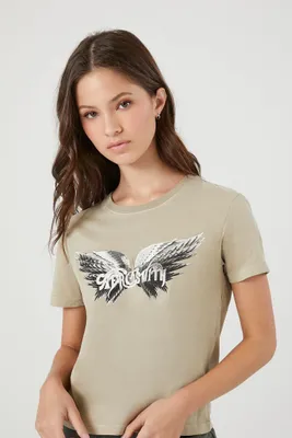 Women's Aerosmith Graphic Baby T-Shirt in Taupe Small