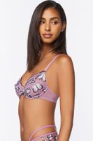 Women's Mesh Butterfly Underwire Bra in Black/Sugarplum Small