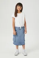 Girls Denim Cargo Skirt (Kids) in Medium Denim, 5/6