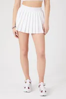 Women's Pleated Mini Skirt in White, XL