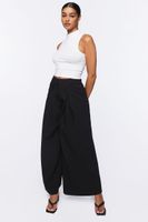 Women's Pleated Wide-Leg Pants in Black Small