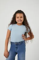 Girls Crew T-Shirt Bodysuit (Kids) in Misty Blue, 13/14