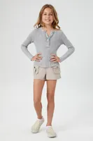 Girls Cotton Cargo Shorts (Kids) in Taupe, 9/10