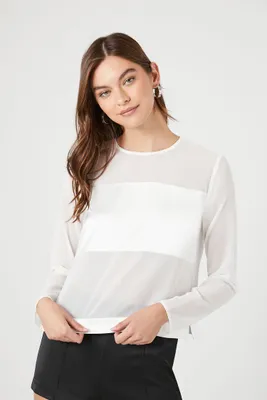 Women's Chiffon Mesh Panel Top