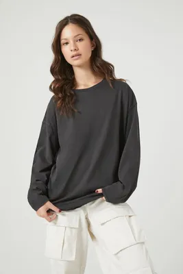 Women's Oversized Drop-Sleeve Top in Black Small