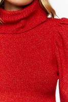 Women's Puff-Sleeve Turtleneck Sweater in Ruby Large