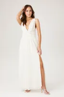 Women's Chiffon Sleeveless Midi Dress in Ivory Small