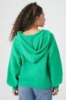 Women's Hooded Drop-Sleeve Sweater in Emerald, XL