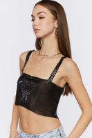 Women's Open-Back Chainmail Crop Top in Black