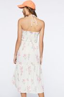 Women's Floral Print Halter Midi Dress White