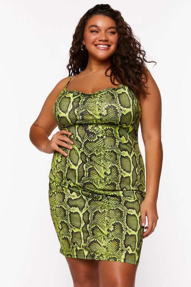 Forever 21 Women's Snakeskin Print Mini Dress in Yellow/Black, 0X |  Connecticut Post Mall