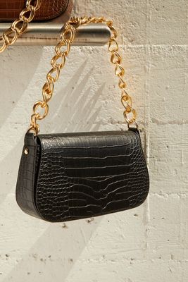 Women Faux Croc Leather Shoulder Bag in