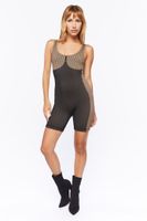 Women's Seamless Striped Romper in Taupe/Black, S/M