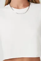 Women's Raw-Cut Cropped T-Shirt in White, XL