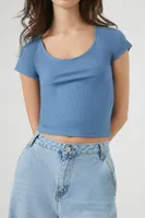 Women's Cropped Rib-Knit T-Shirt