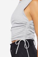 Women's Ruched Drawstring Crop Top in Heather Grey Medium