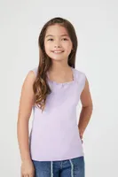 Girls Lace-Trim Sleeveless Top (Kids) in Purple, 11/12