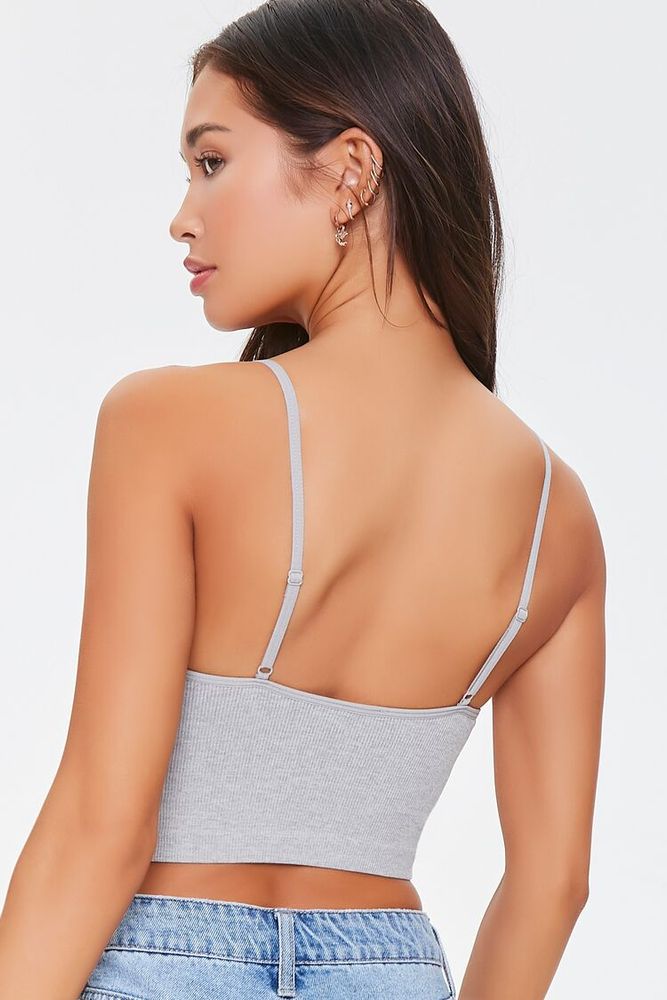 Women's Seamless Ribbed Bralette in Heather Grey Medium