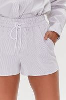 Women's Pinstriped Poplin Drawstring Shorts in Ash Brown/White Medium