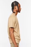 Men Faux Suede Curved T-Shirt in Brown, XXL