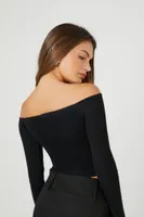 Women's Off-the-Shoulder Cardigan Sweater in Black Small