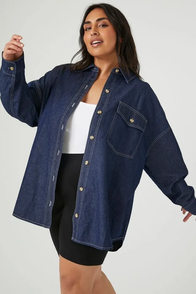 Shop Denim ButtonFront HighLow Shirt for Women from latest collection at Forever  21  331271