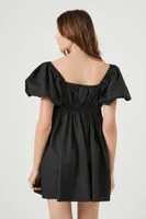 Women's Pleated Babydoll Dress Black