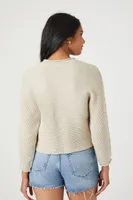 Women's Ribbed Crew Neck Sweater in Oatmeal Large