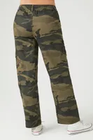 Women's Twill Camo Print Cargo Pants in Olive Large