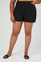 Women's High-Rise Cargo Shorts in Black, 1X